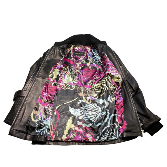 BELLA BICCHI SOFT BLACK LEATHER MID-LENGTH BELTED JACKET SM - Picture 12 of 15